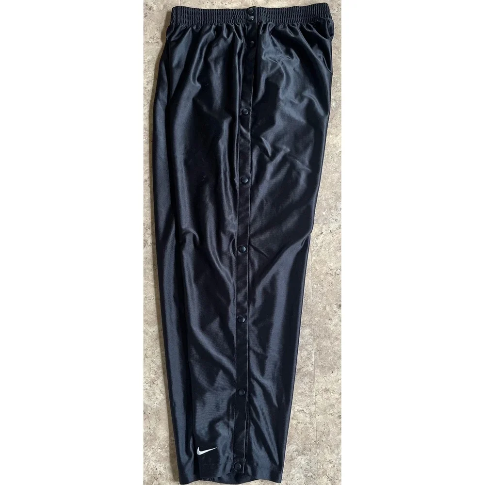 Vtg Nike Team Sports Break Away Snap Pants Mens XL Black Swoosh 90s Shimmer